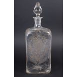 A circa 18th century etched and gilt decanter and stopper with thistle engravings