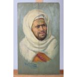 Emile Marin: oil on board, a pair of Bedouin portraits, 10 1/2" x 6", unframed
