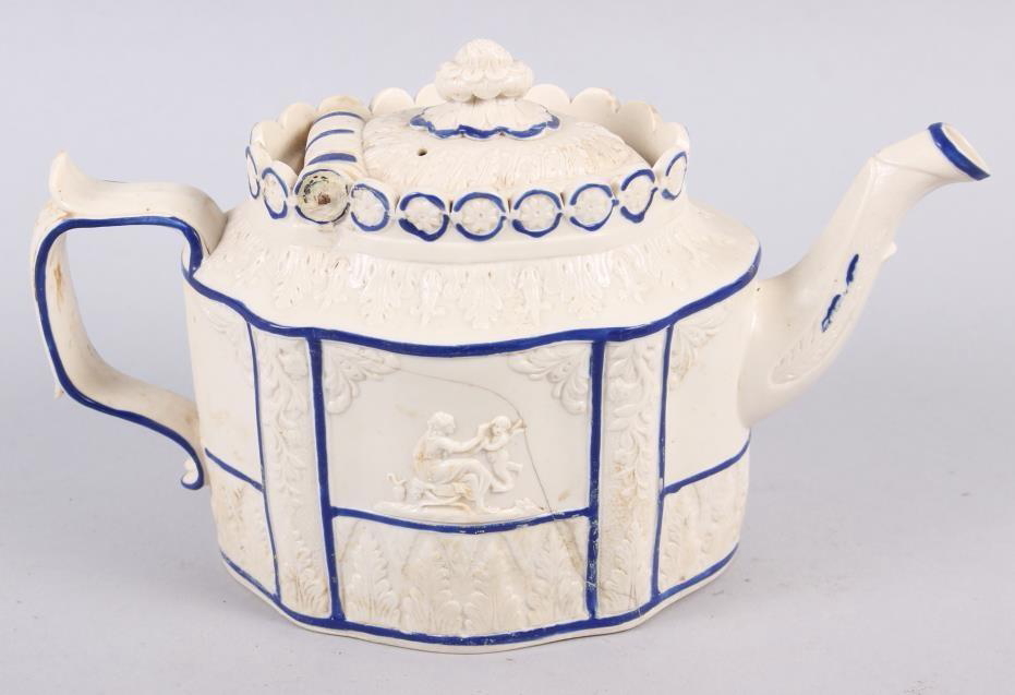 Three 19th century blue and white Castleford teapots (damages) - Image 10 of 14