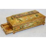 A Mogul design painted bone trinket box with fitted interior and pull-out drawer, on bracket feet,