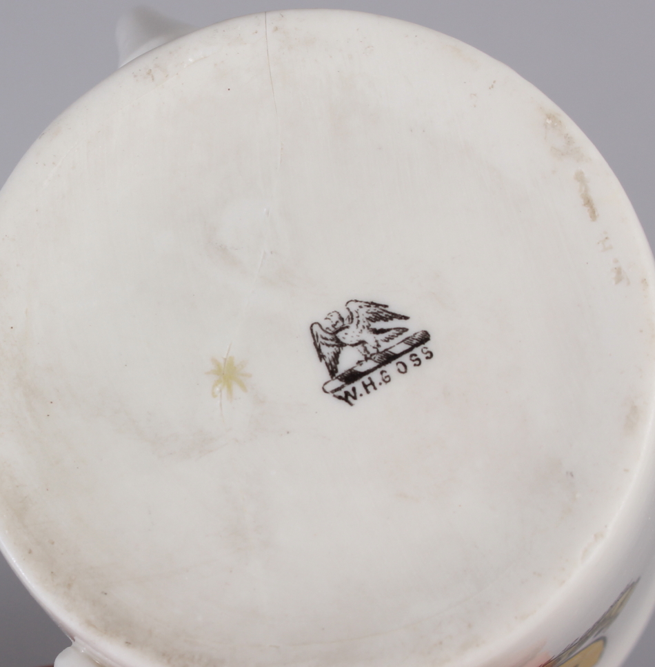 A 19th century Minton bone china gilt decorated coffee can with faux Sevres mark, a Goss tyg and a - Image 5 of 9