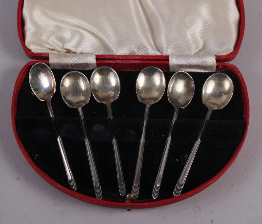 A cased set of six silver teaspoons, another set of teaspoons, a silver plated pair of sugar - Image 4 of 5