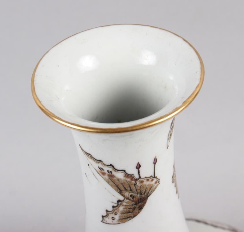 A Chinese Republic bulbous vase with gilt butterfly decoration, 11 1/2" high - Image 2 of 11