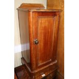 A late 19th century mahogany bedside/pot cupboard enclosed panel door, on block base, 16" wide x
