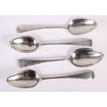 Four Old English pattern silver tablespoons, various makers and dates, 5oz troy approx