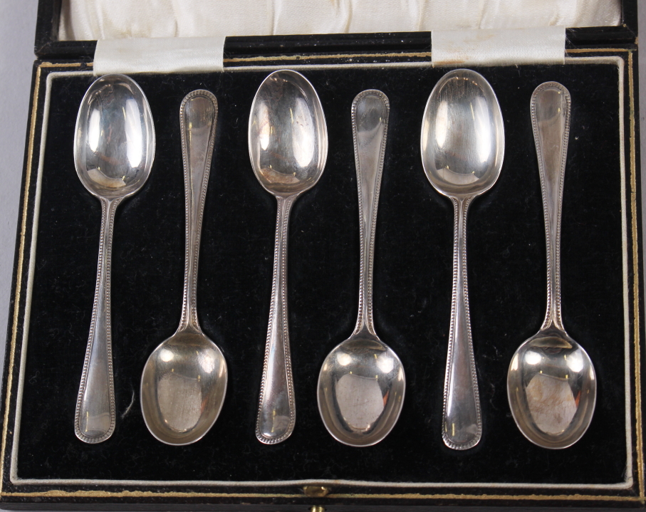 A cased set of six silver teaspoons, another set of teaspoons, a silver plated pair of sugar - Image 5 of 5
