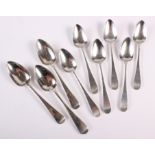 A set of six Georgian silver teaspoons, engraved initials ET, London 1798, Godbehere & Wigan, 2.