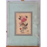 A 19th century Persian bodycolour study of a rose with stamped seal lower right, 8 1/2" x 6 1/4",