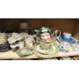 A studio pottery coffee set, a Mavis McDonald trio and two jugs, an Adam breakfast cup and saucer
