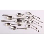 A set of six Edwardian Hanoverian pattern silver coffee spoons, Sheffield 1908, W S Savage, a pair