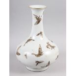 A Chinese Republic bulbous vase with gilt butterfly decoration, 11 1/2" high