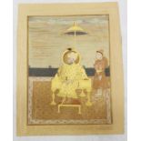 A group of six 19th century Indian/Persian watercolour portraits of noblemen, 8" x 6" each, unframed