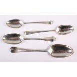Four Georgian silver Hanover pattern spoons, various makers and dates, 5oz troy approx