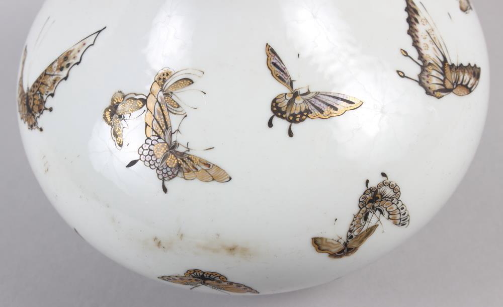 A Chinese Republic bulbous vase with gilt butterfly decoration, 11 1/2" high - Image 8 of 11