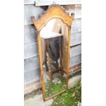 A Queen Anne design walnut framed wall mirror, 40" x 14"