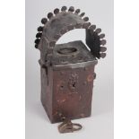 A 19th century metal offertory box, 10 1/2" high