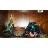A Mdina glass vase, a number of glass paperweights and various other glass