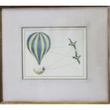A set of eight colour prints, ballooning, and four similar prints, in gilt strip frames