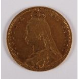 A Victorian gold half sovereign, 1892, 3.9g