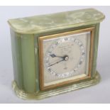 A Garrard & Co onyx cased mantel clock with silvered dial and Roman numerals, 5 1/4" high