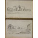 Captain George Dudley, 1933: a pair of pencil studies, Wilton House, 9" x 14 1/2" in gilt frames