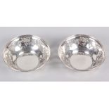 A pair of silver bonbon dishes with pierced decoration, 4.2oz troy approx