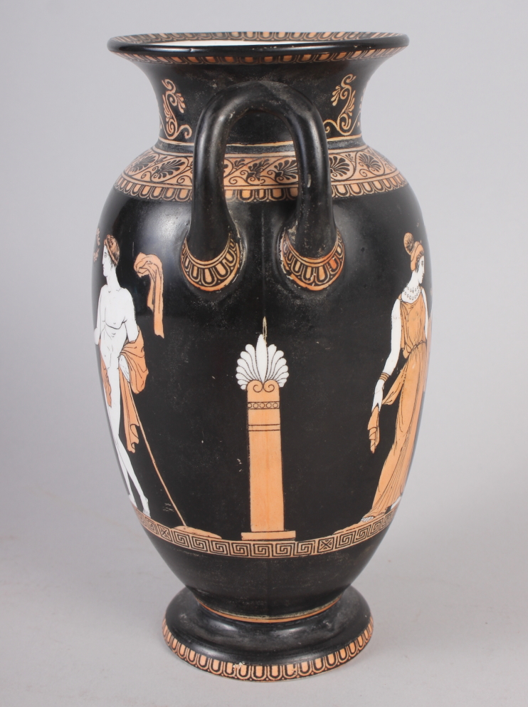 A Copeland Greek style two-handle vase, decorated classical figures, 8 1/4" high - Image 4 of 6