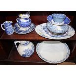 A quantity of blue and white china, including a Wedgwood "Ferrera" pattern jug, a Spode "Camilla"