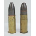 Two inert WWI German 37mm Pom Pom cannon rounds, used by German Navy and Anti Aircraft Flak,