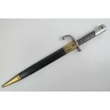 A rare Argentine 1909 model bayonet with hook guard and having regiment marks upon,