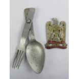 A WWII German Wehrmacht issue folding spoon/fork cutlery set,