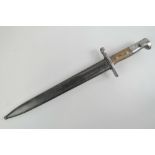 A Swiss Military Schmidt Ruben 1918 pattern double edged bayonet,