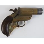 A deactivated (EU Spec) WWI British Webley Mk3 1 inch flare pistol dated 1917, with certificate.