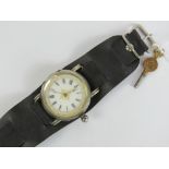 A silver key wind 'transition' wrist watch, early WWI,