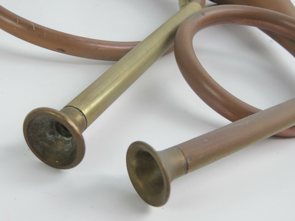 Four 20th Century hunting horns, two straight, two coiled. - Image 4 of 4