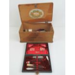 A quantity of vintage sewing ephemera including a leatherette travel sewing kit,