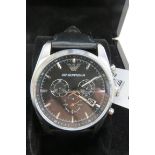An Emporio Armani stainless steel wristwatch in as new unworn condition complete with box and