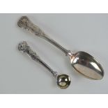 A Victorian HM silver dessert spoon, London 1838, together with a Georgian HM silver salt spoon,