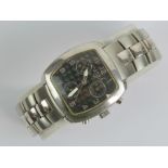 A Links of London 925 sterling silver wristwatch, engine turned dial with baton hands,