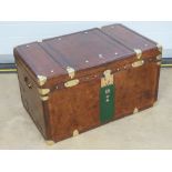 A fine leather covered military travel trunk (coffee table) having Royal Lancers 'Death or Glory'