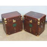 A superb pair of 'Army & Navy' style leather covered travel trunks,