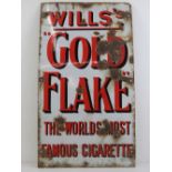 A late 19th / early 20th century Wills Gold Flake cigarettes tin plate enamel advertising sign,