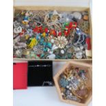 A quantity of assorted costume jewellery including Golden Shred enamel badges,