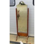 A c1930s walnut full length freestanding cheval dressing mirror.