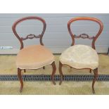 A pair of Victorian rosewood shaped chairs, a/f.