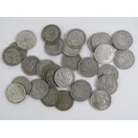 A quantity of half silver crowns, 1921-47. Total weight 13.04ozt.