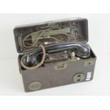 A Czech Military TP25 field telephone in Bakelite case with carry handle,