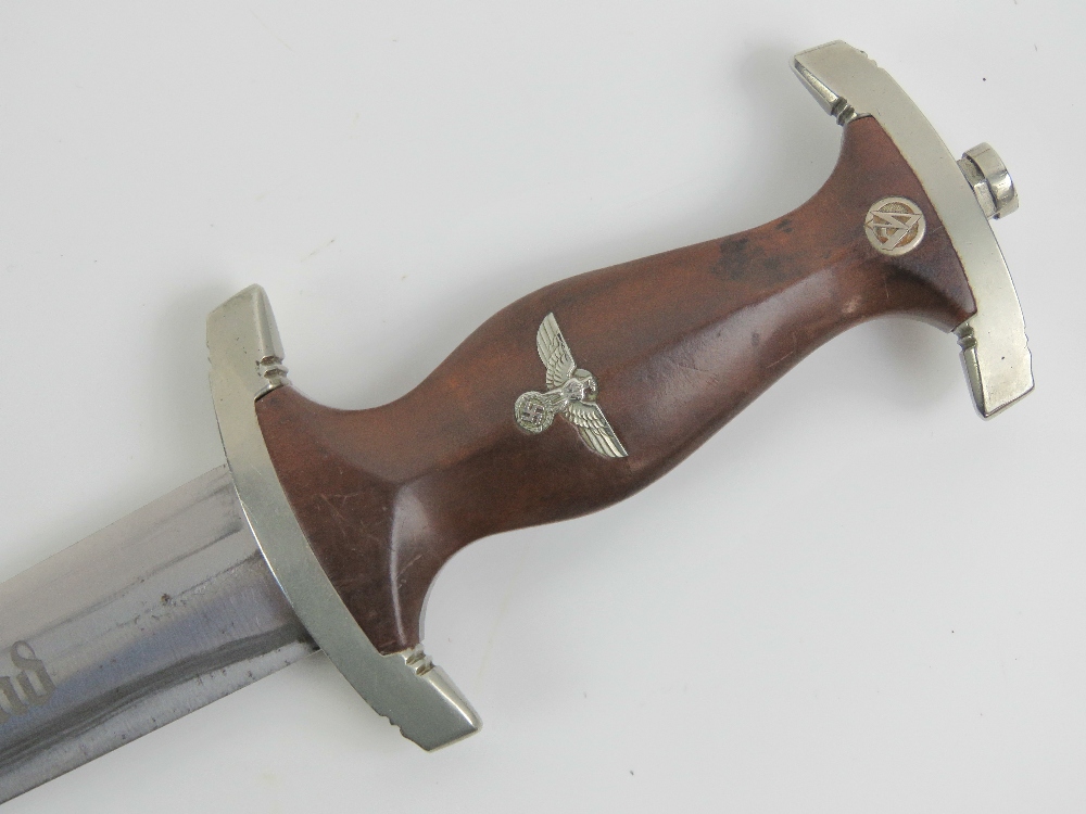 A WWII German SA dagger with full Rhom inscribed blade, having makers mark for E. - Image 6 of 10