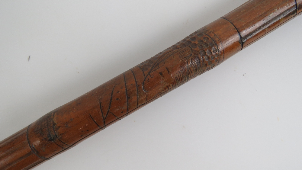 A WWII Japanese Swagger stick, made from Bamboo ad having Japanese carvings upon. - Image 2 of 4