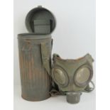 A WWII German rare Auer GM-30 microphone gas mask, radio operator, air traffic control.